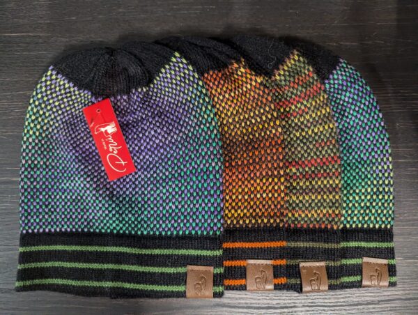 A close up of some hats with tags on them